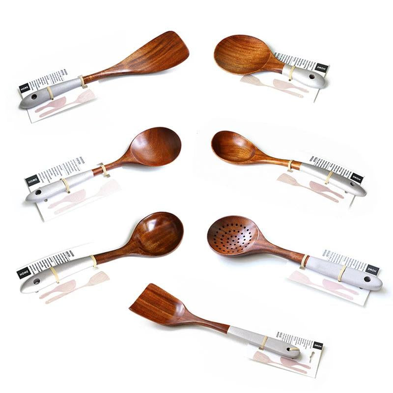 Wooden Cooking Utensils Set for Kitchen, Non Stick Cookware Tools