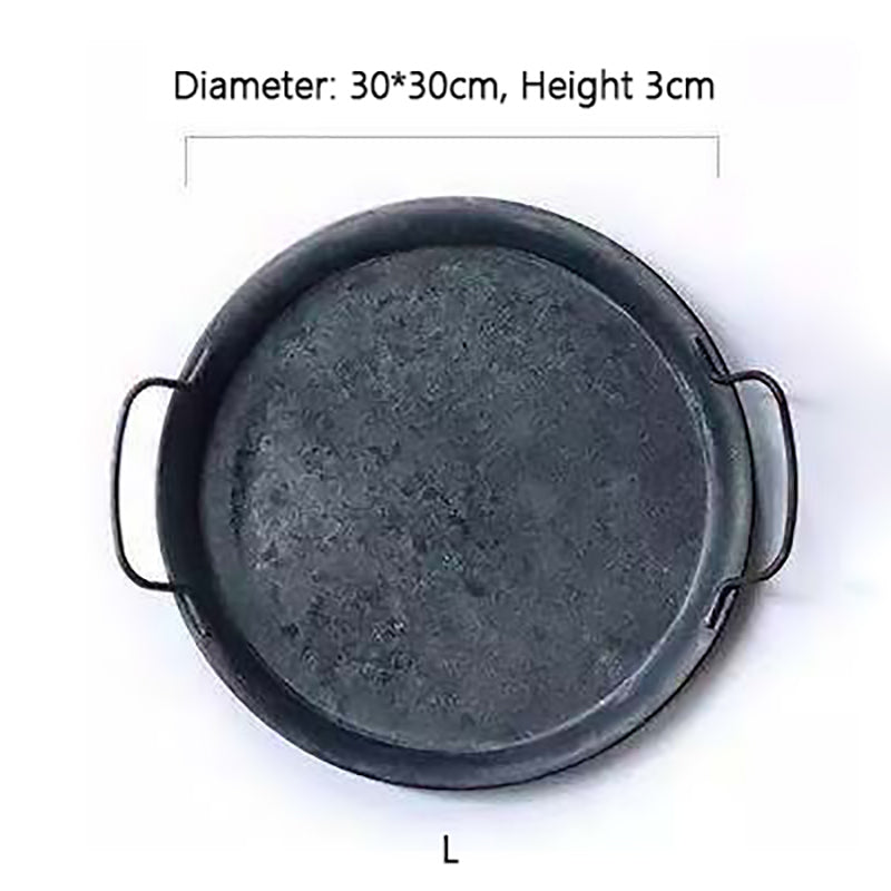 Metal Plate With Handle Handcrafted Round Storage