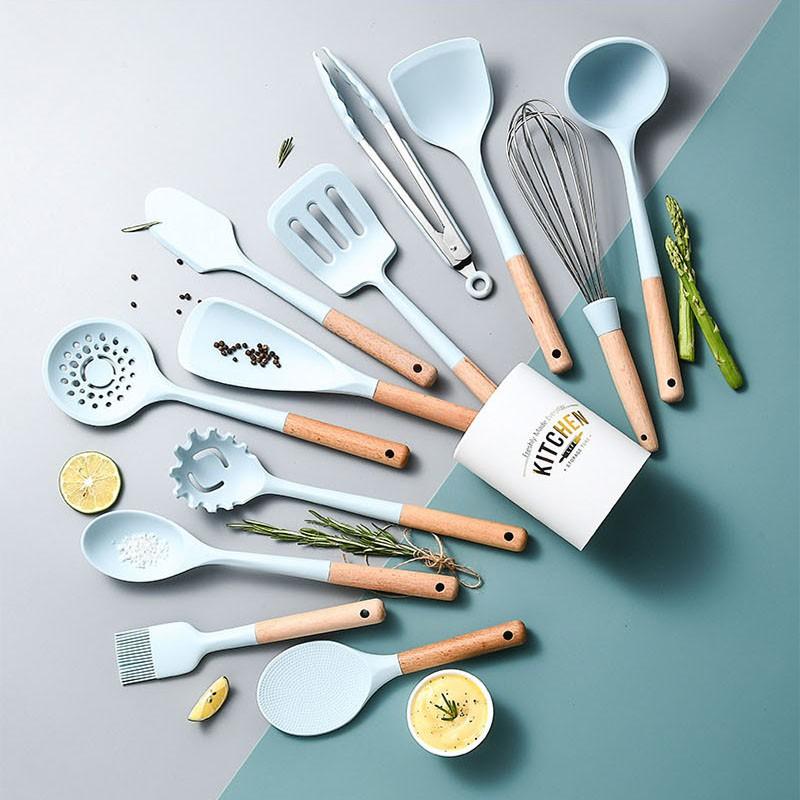 New Tiffany Blue & White Silicone Cooking Utensils (BPA Free)