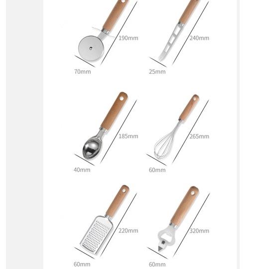 Kitchen Tool Wooden Handle Stainless Steel Set