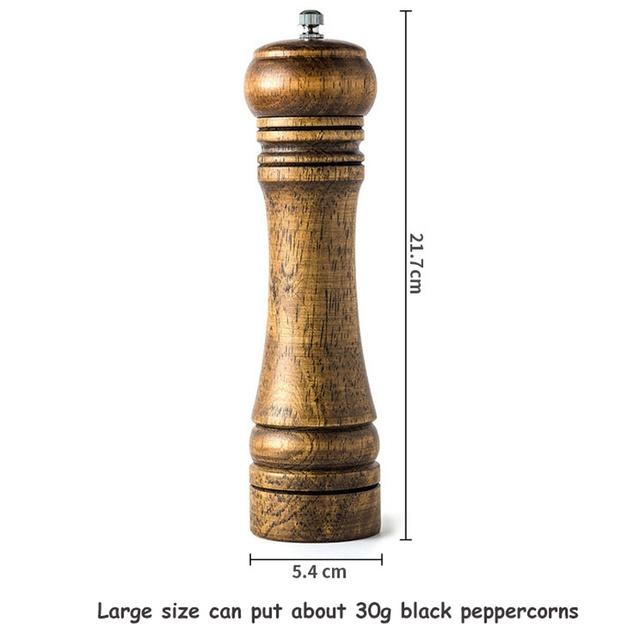 Wooden Salt and Pepper Mills Shakers with Cleaning Brush & Wood Stand