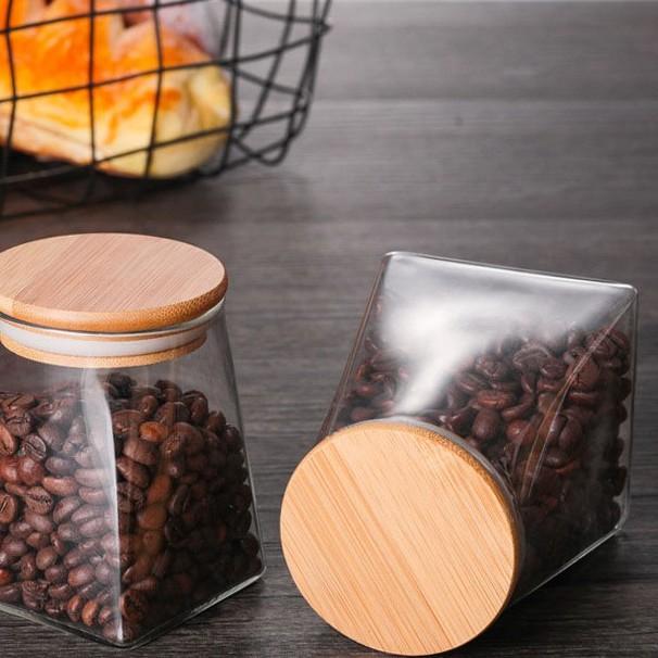 Jar Container Decorative Canister Terrarium Vase With Extra Wide Mouth Wooden Lid