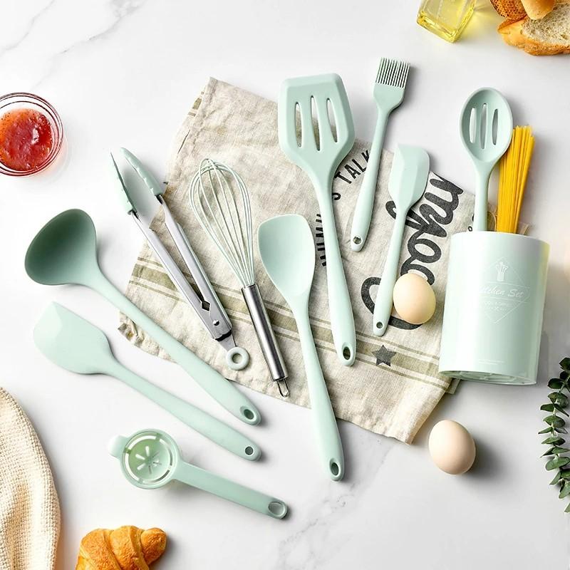 12Pcs Silicone Kitchen Utensil Set, Nonstick Cookware (BPA Free)