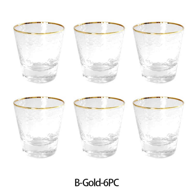 Gold Edge Hammer Drinking Glasses, Perfect for Dinner Parties