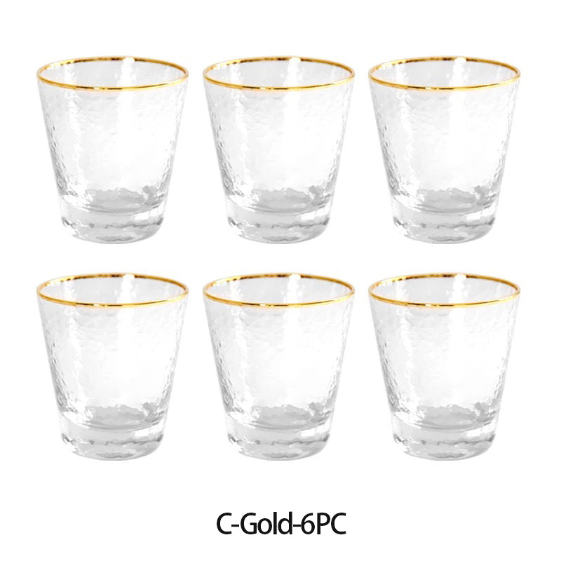 Gold Edge Hammer Drinking Glasses, Perfect for Dinner Parties