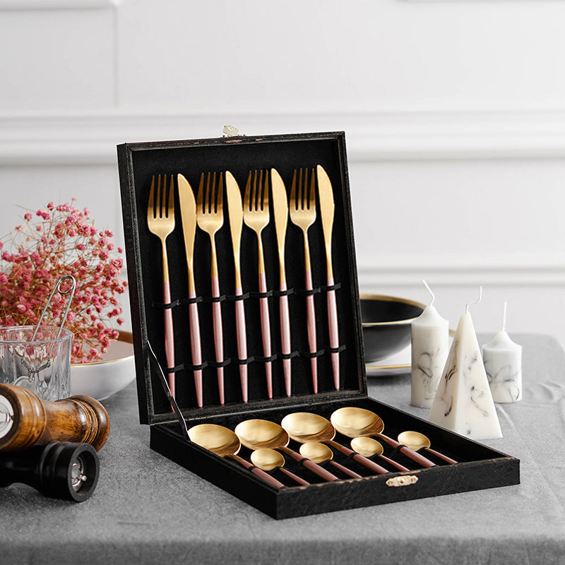 Pink Gold Silverware Set