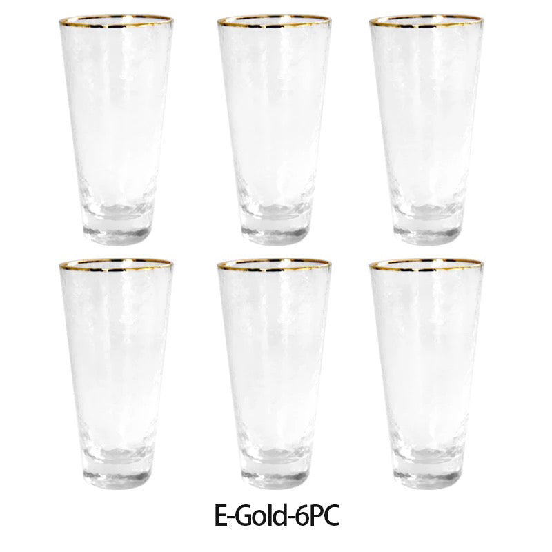 Gold Edge Hammer Drinking Glasses, Perfect for Dinner Parties