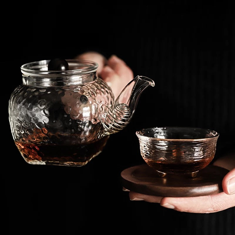 Wooden Handle Glass Teapot