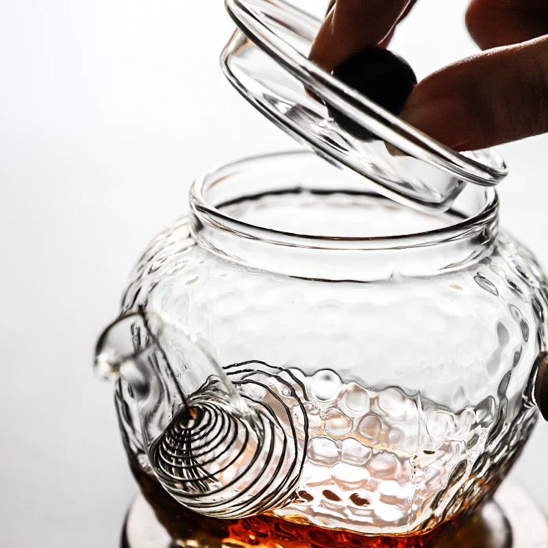Wooden Handle Glass Teapot