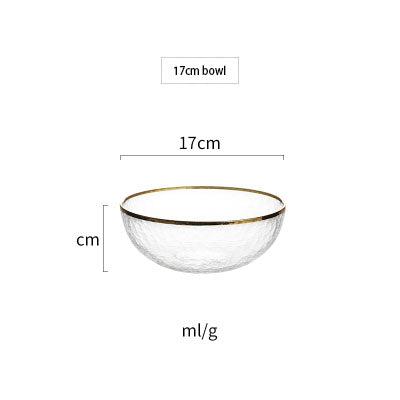 Irregular Gold Inlay Edge Glass Serving Bowls and Plates