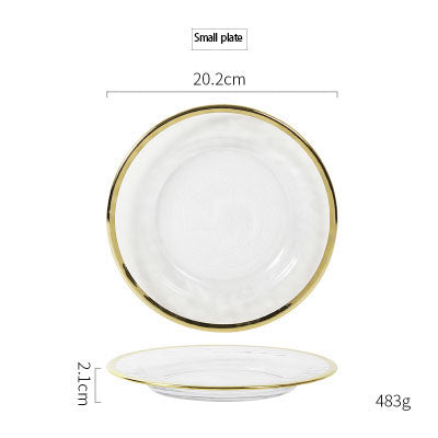 Irregular Gold Inlay Edge Glass Serving Bowls and Plates