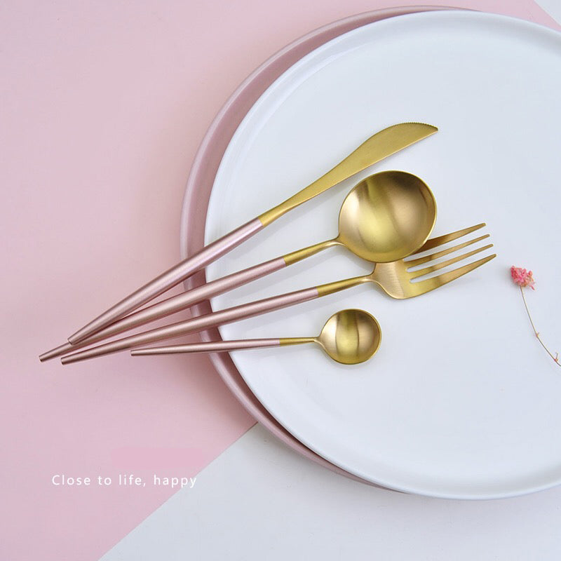 Pink Gold Silverware Set