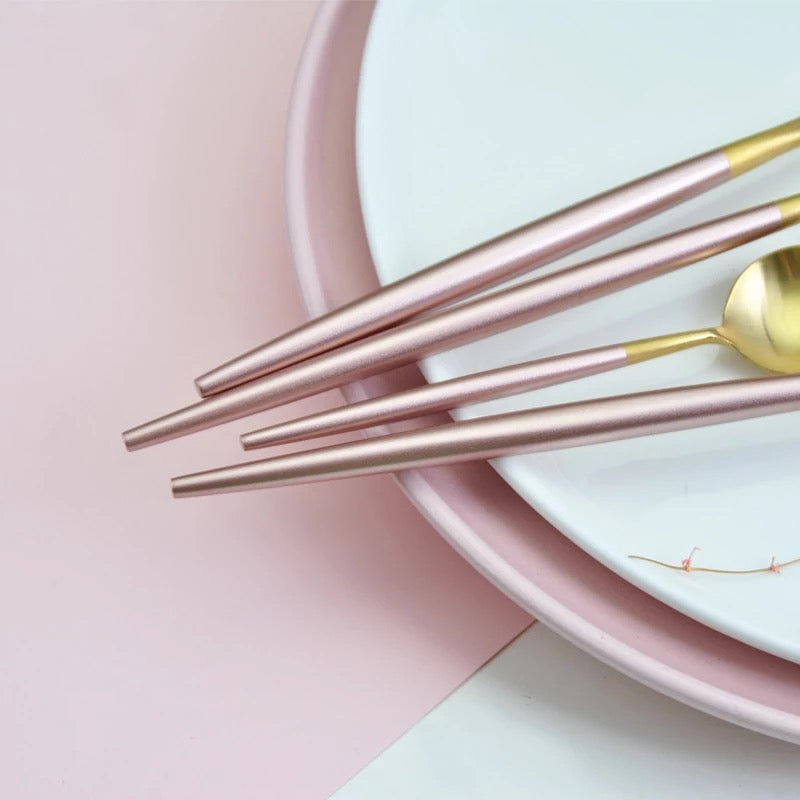 Pink Gold Silverware Set