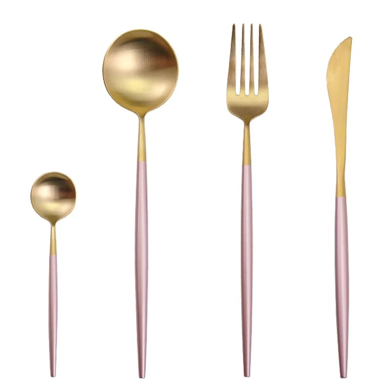 Pink Gold Silverware Set