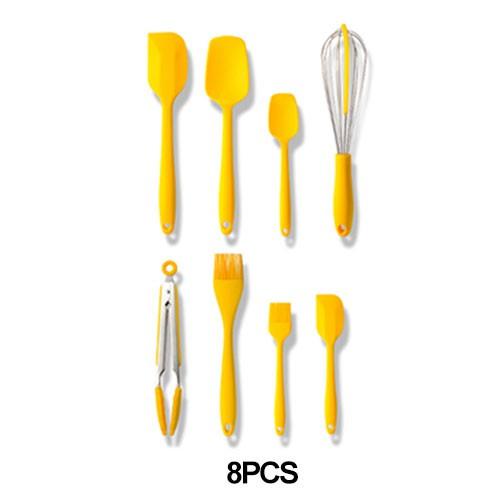 Yellow Kitchen Utensil Set, Stainless Steel & Silicone Heat Resistant Professional Cooking Tools (BPA Free)