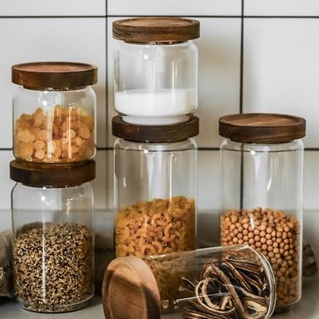 Glass Storage Containers, Airtight Glass Jars with Bamboo Lids