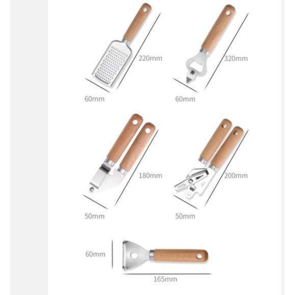 Kitchen Tool Wooden Handle Stainless Steel Set