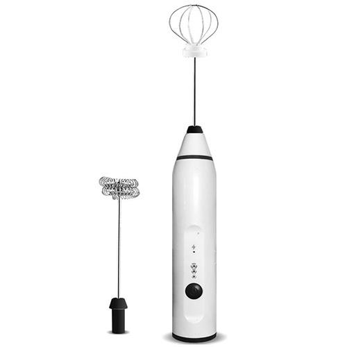 Rechargeable Milk Frother Handheld With 3 Stainless Whisk and Charging Base