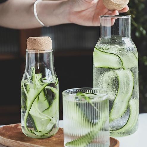 Clear Glass Carafe With Cork Stopper