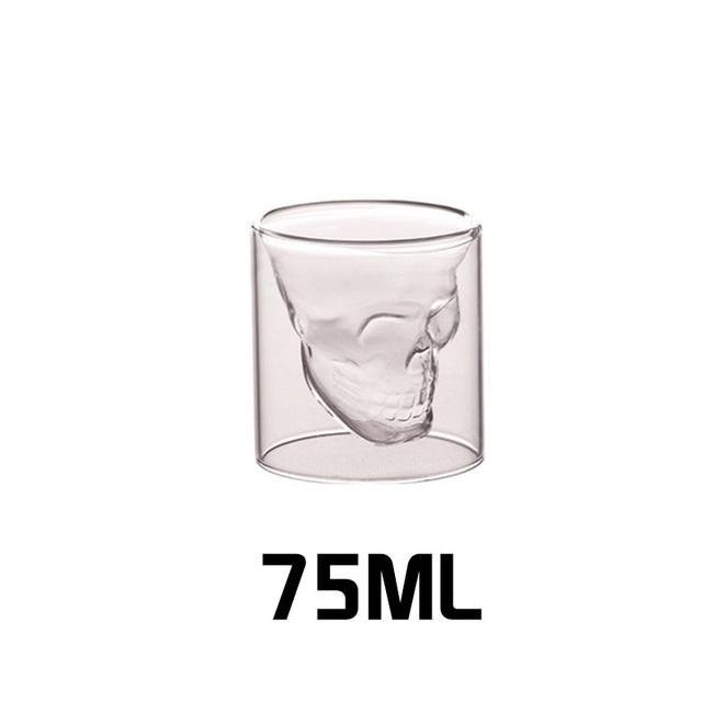 Skull Double Cup Coffee Mug Double-layered Transparent Crystal Skull Head Glass Cup For Household Whiskey Wine Vodka Bar Club Beer Wine Glass