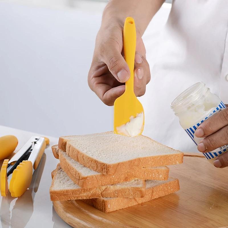 Yellow Kitchen Utensil Set, Stainless Steel & Silicone Heat Resistant Professional Cooking Tools (BPA Free)