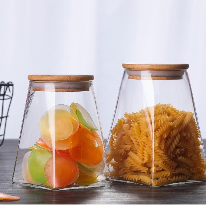 Jar Container Decorative Canister Terrarium Vase With Extra Wide Mouth Wooden Lid