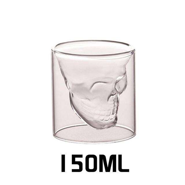 Skull Double Cup Coffee Mug Double-layered Transparent Crystal Skull Head Glass Cup For Household Whiskey Wine Vodka Bar Club Beer Wine Glass