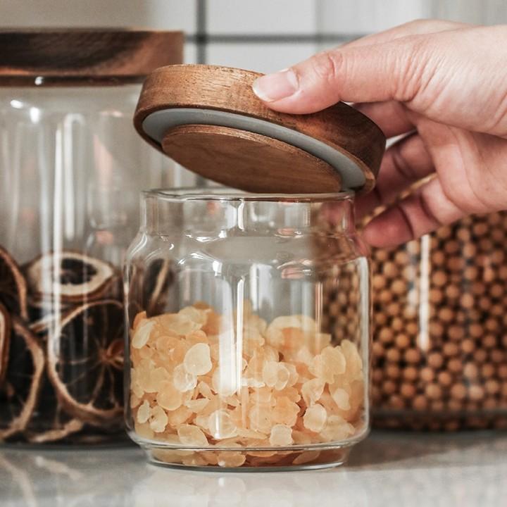 Glass Storage Containers, Airtight Glass Jars with Bamboo Lids