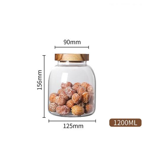 Glass Kitchen Container with Acacia Wood Air-tight Lid