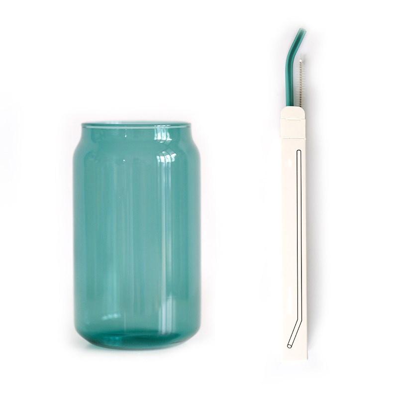 Can Shaped Colored Glass Cups With Straws