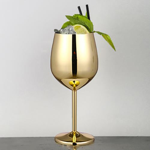 Stemmed Stainless Steel Wine Glasses, Elegant Silver Tone Drinkware for Cocktails
