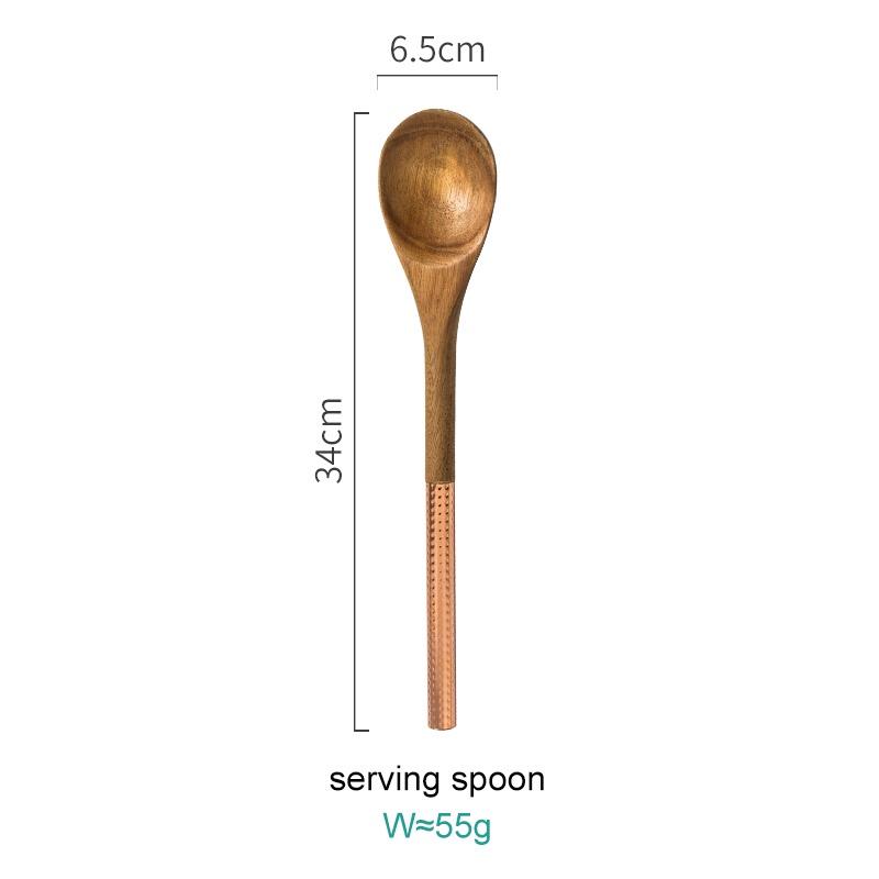 Wooden Cooking Utensils Set with Pink Rose Gold Handles