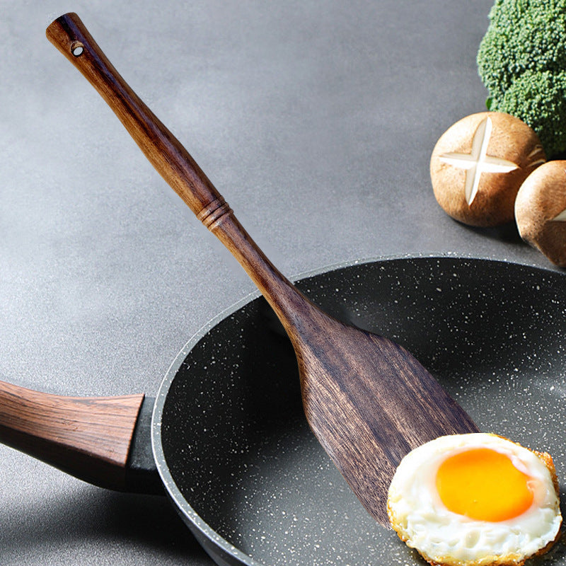 INSETLAN Solid Wood Frying Shovel Kitchen Non-Stick Pan Drain Shovel Wooden Kitchen Utensils High Temperature Resistant Cooking Shovel Salad Spoon Wooden Kitchen Utensils Set