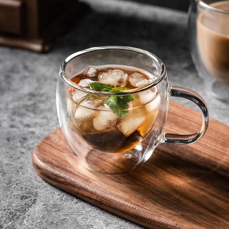 Transparent Glass Cup Milk Whiskey Tea Beer Double Creative Heat Resistant Espresso Coffee Cup Cocktail Vodka Wine Mug Drinkware