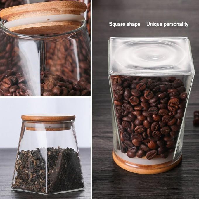 Jar Container Decorative Canister Terrarium Vase With Extra Wide Mouth Wooden Lid