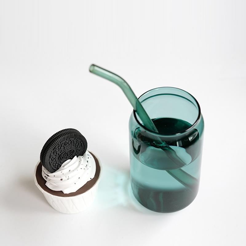Can Shaped Colored Glass Cups With Straws