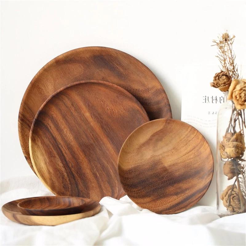 Unbreakable Classic Round Wood Dinner Plates