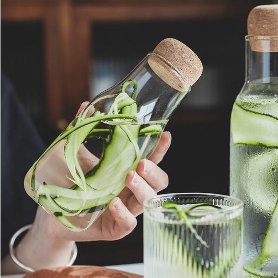 Clear Glass Carafe With Cork Stopper