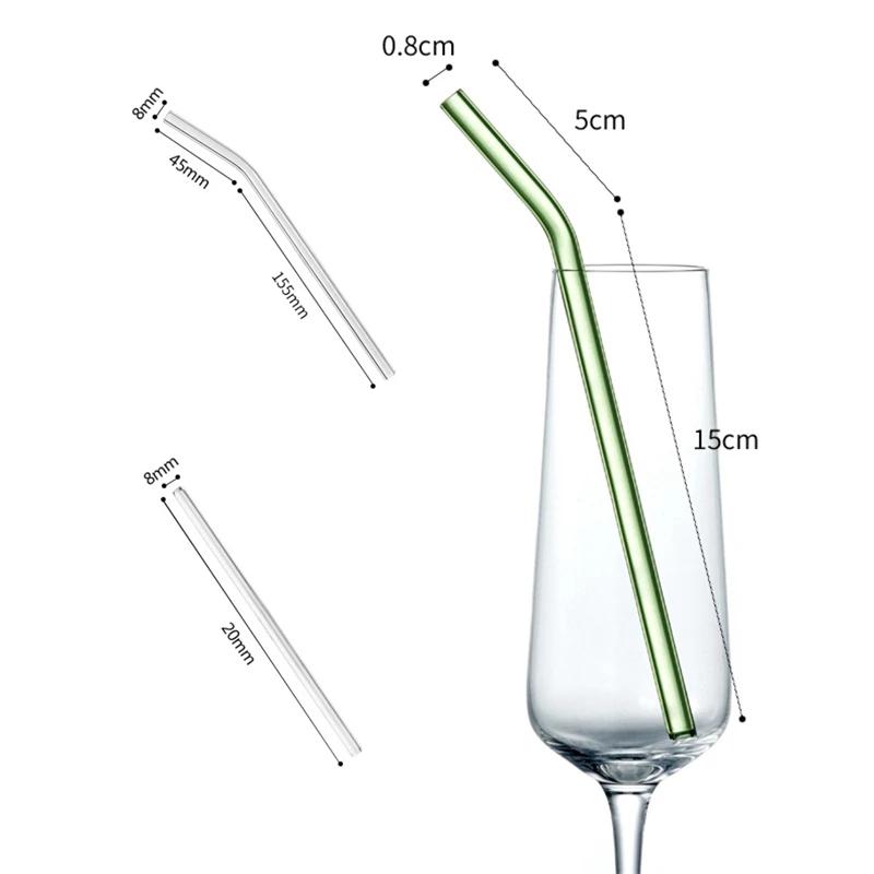 Multi-Color Reusable Glass Straws Set