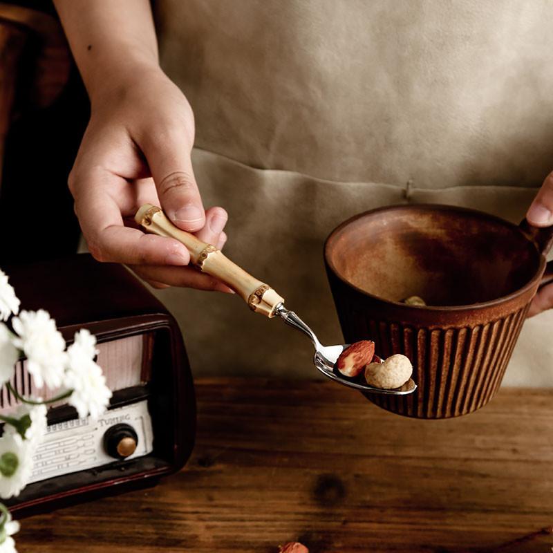 Bamboo Flatware Sets Stainless Steel Cutlery, Naturally Handmade