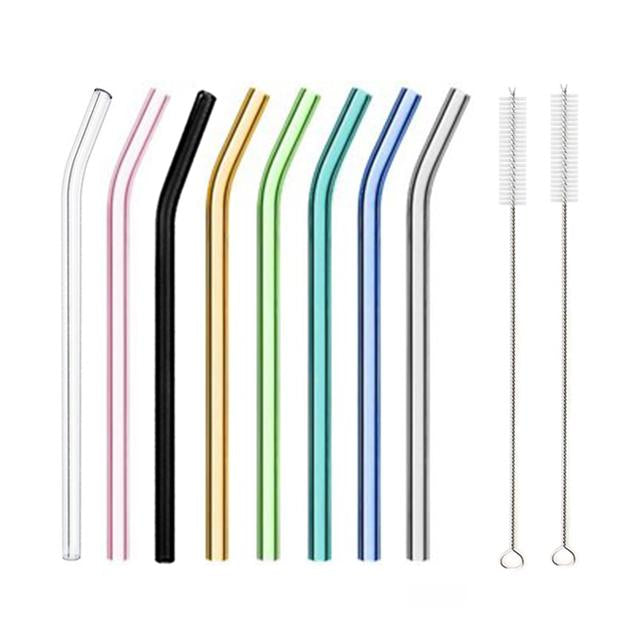 Multi-Color Reusable Glass Straws Set