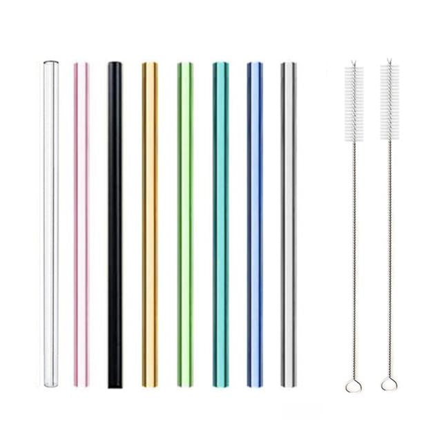 Multi-Color Reusable Glass Straws Set