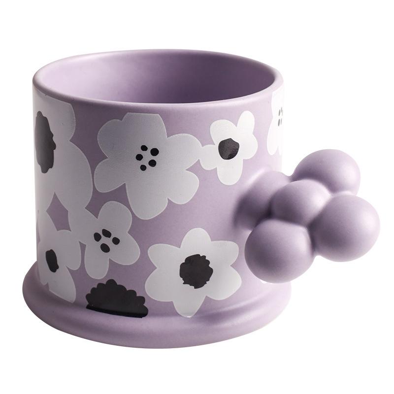 Creative Geometric Ceramic Mugs With Handle Tray Handmade Coffee Cups