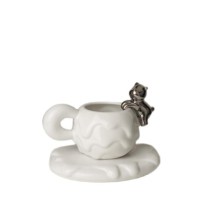 Nordic Mug Coffee Cup Luxury Ceramic Girl Mugs Fat Saucer Set Cute Ins Couple Water Milk White Cups Original Mugs Birthday Gift