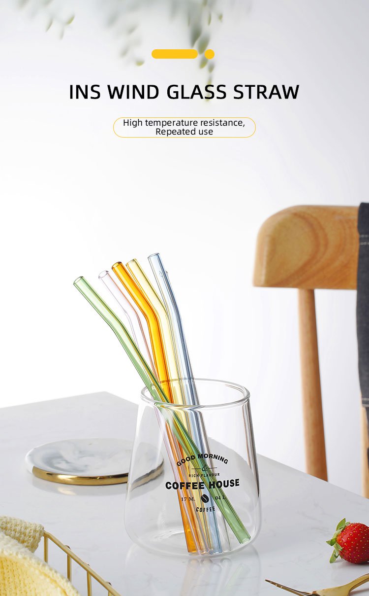 Multi-Color Reusable Glass Straws Set