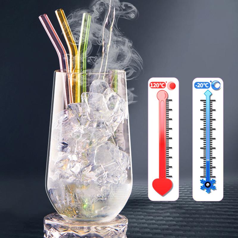 Multi-Color Reusable Glass Straws Set
