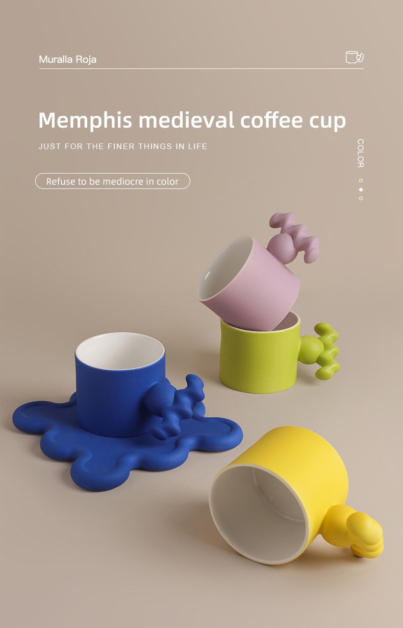 Trend Klein Blue Handmade Ceramic Cups With Big Handle For Coffee Tea Milk Creative Splash Ink Mugs Gifts Home Office Drinkware