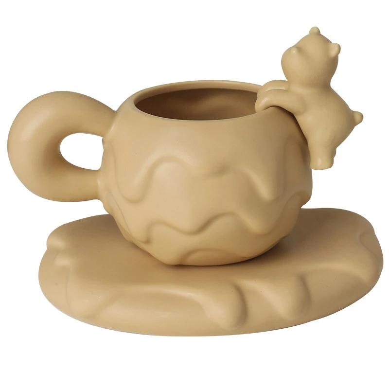 Nordic Mug Coffee Cup Luxury Ceramic Girl Mugs Fat Saucer Set Cute Ins Couple Water Milk White Cups Original Mugs Birthday Gift