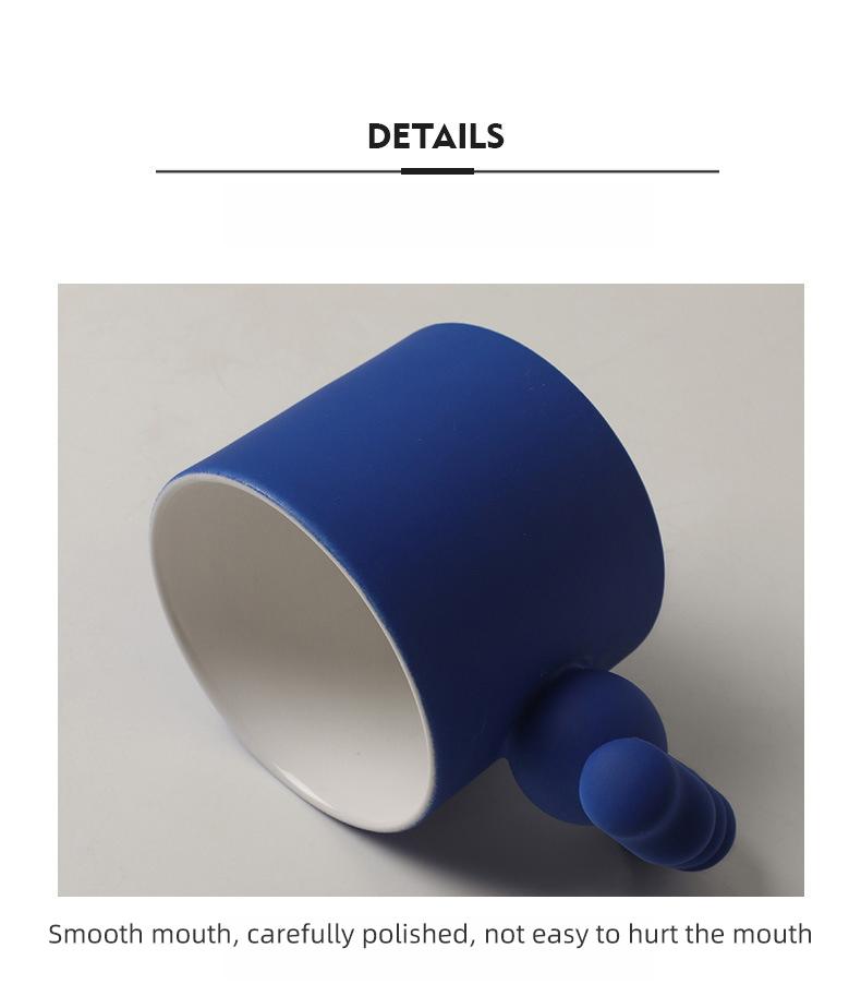 Trend Klein Blue Handmade Ceramic Cups With Big Handle For Coffee Tea Milk Creative Splash Ink Mugs Gifts Home Office Drinkware