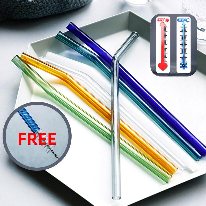 Multi-Color Reusable Glass Straws Set
